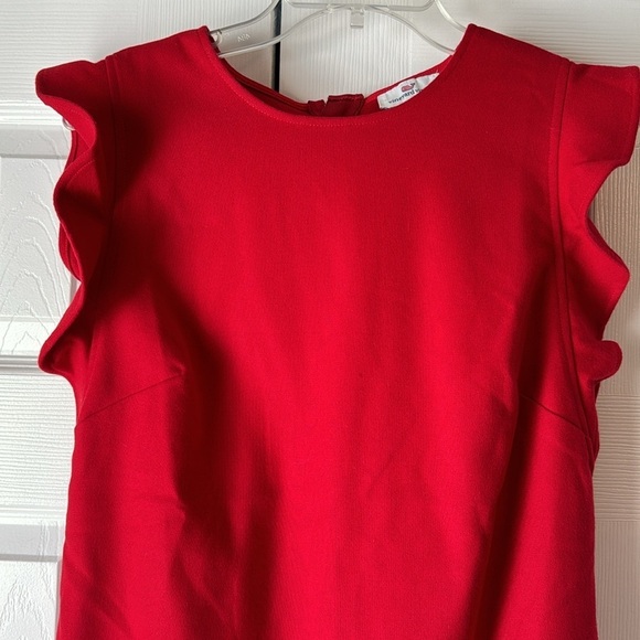 Vineyard Vines red ruffle flutter sleeve a-line sheath dress sz 8 - Picture 5 of 15
